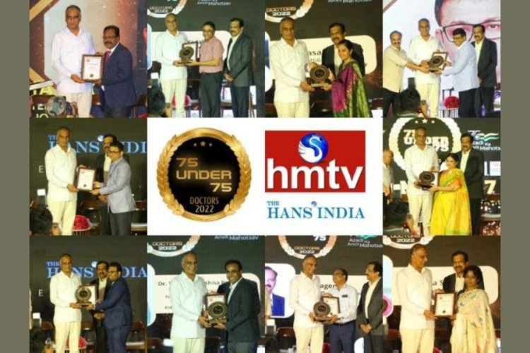 hmtv and The Hans India honored 75 doctors from across the country in the first-of-its-kind 75 Under 75 event in Hyderabad
